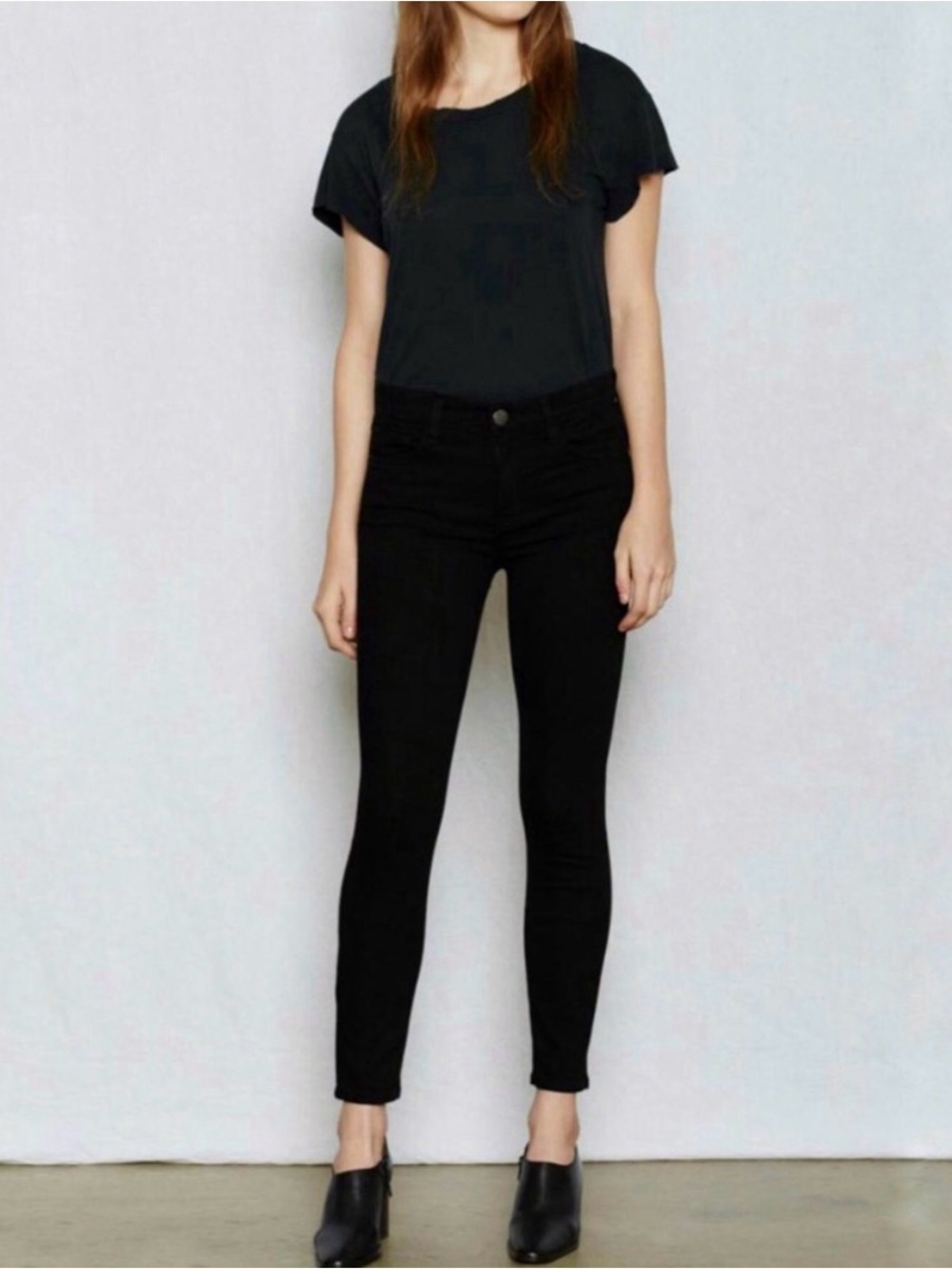 Current/Elliot Jet Black The High Waist Stiletto Cropped Skinny Jeans, Size 28
